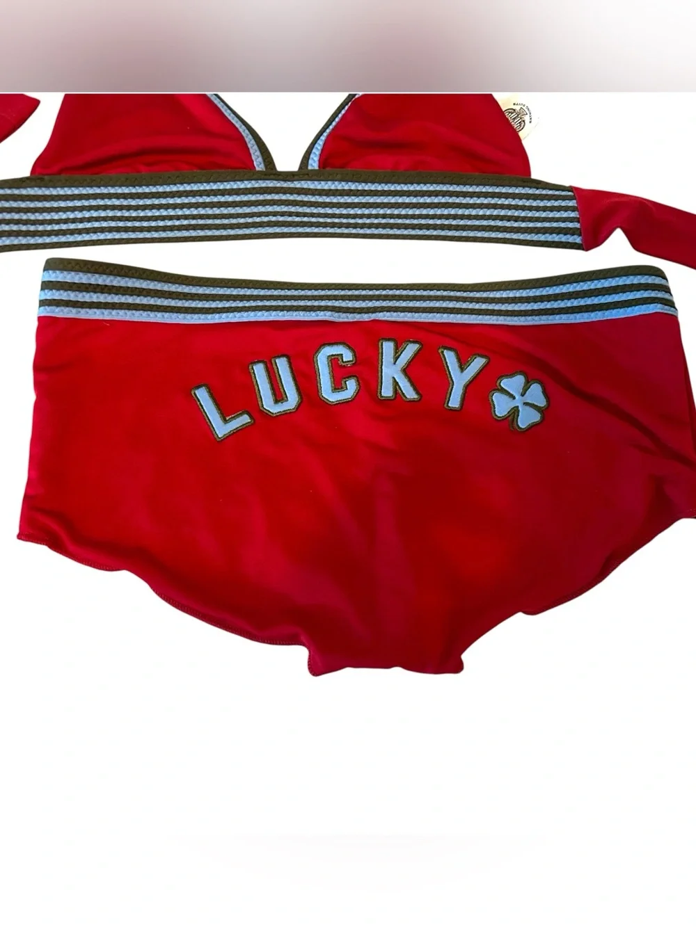 Y2K lucky brand M bikini swimsuit set vintage made in USA indie butt logo